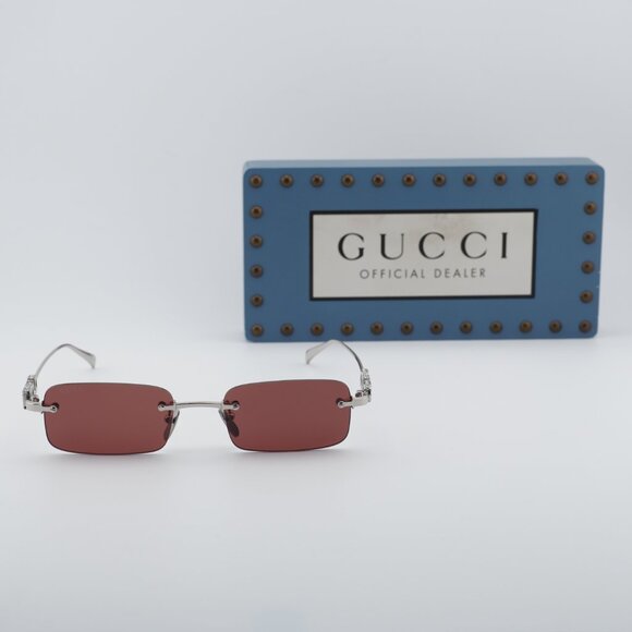 Gucci GG1808S 004 Rectangle Sunglasses - Silver/Violet main image 6